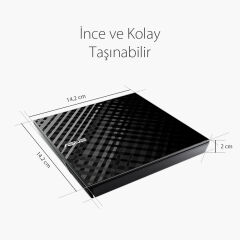 Asus SDRW-08D2S-U Lite Slim Harici USB 2.0 DVD Yazıcı - Siyah
