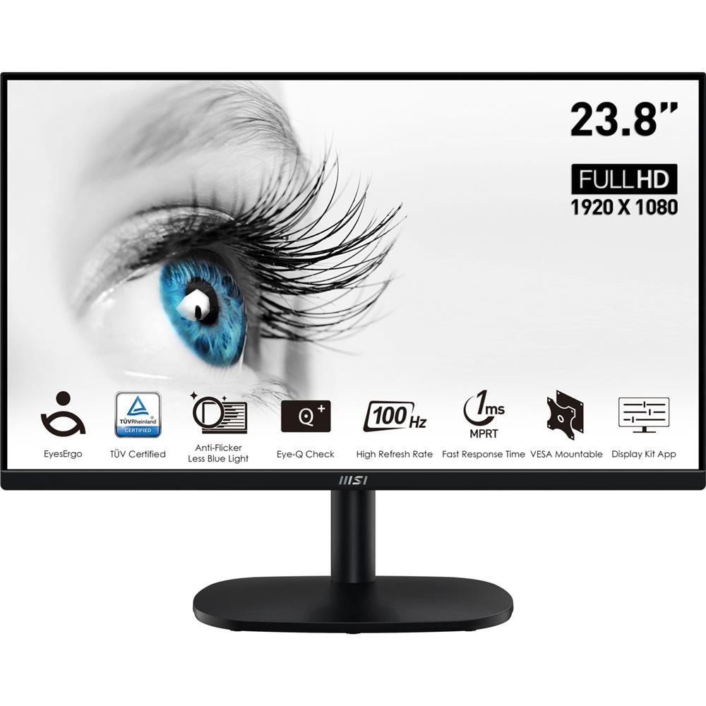 MSI 23.8″ Pro MP245V FHD (1920×1080) 100 Hz VA Monitör – HDMI + D‑Sub, Adaptive‑Sync