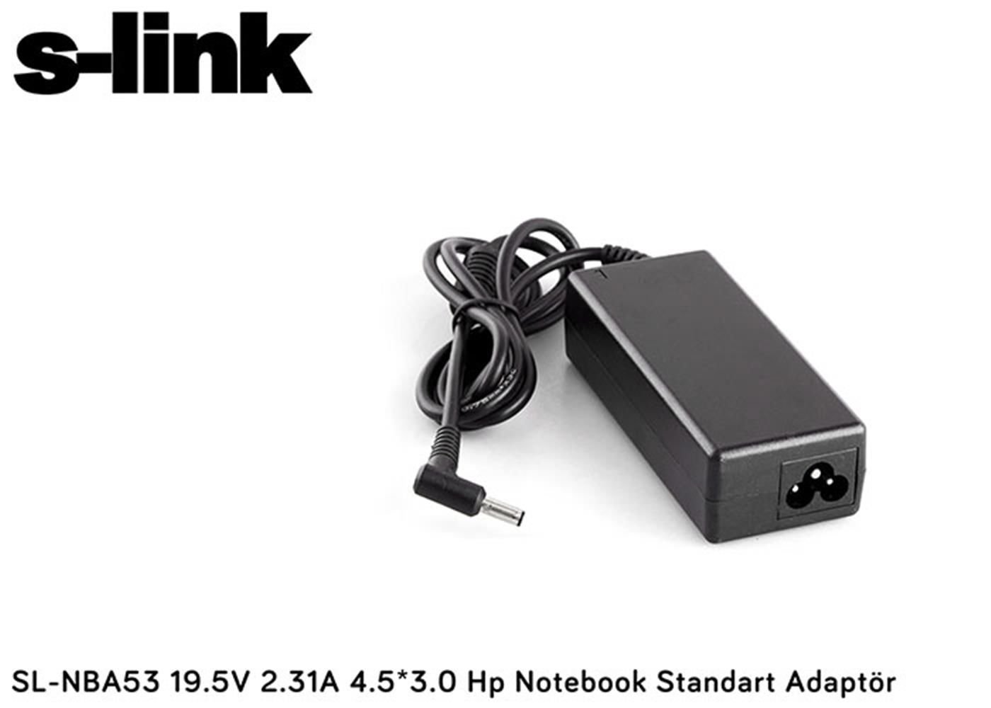 S-link SL-NBA53 19.5V 2.31A 45W 4.5x3.0mm Notebook Adaptörü – Laptop Şarj Cihazı Uyumludur