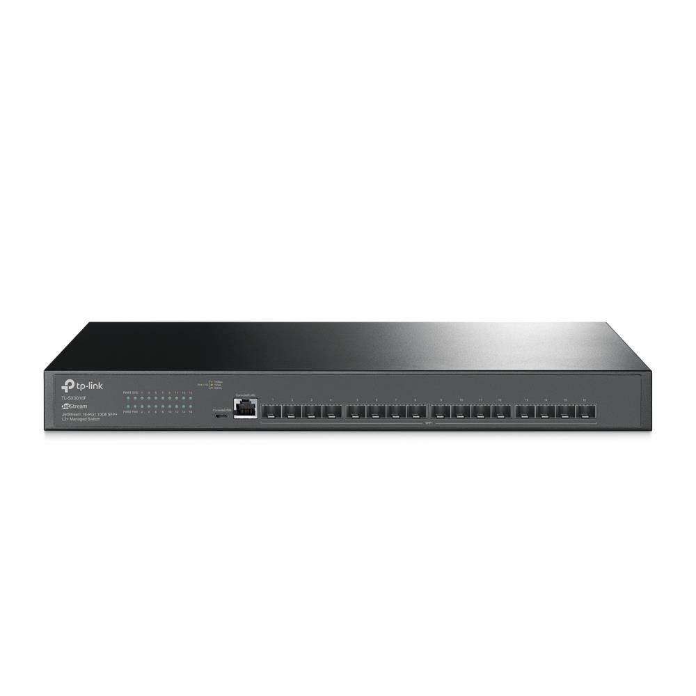 TP-Link TL-SX3016F Omada JetStream 16 Port 10GBps SFP+ Layer 2+ Yönetilebilir Switch (320 Gbps Kapasiteli, Yedekli Güç Kaynağı, IPv4/IPv6, Statik Yönlendirme, IGMP, ACL, 802.1X)