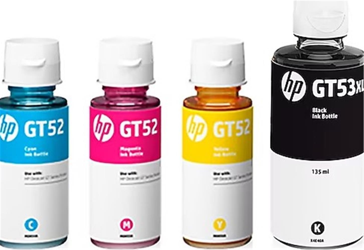 HP 1VV21AE GT53XL + M0H54A / M0H55A / M0H56A GT52 Mürekkep Takım Seti