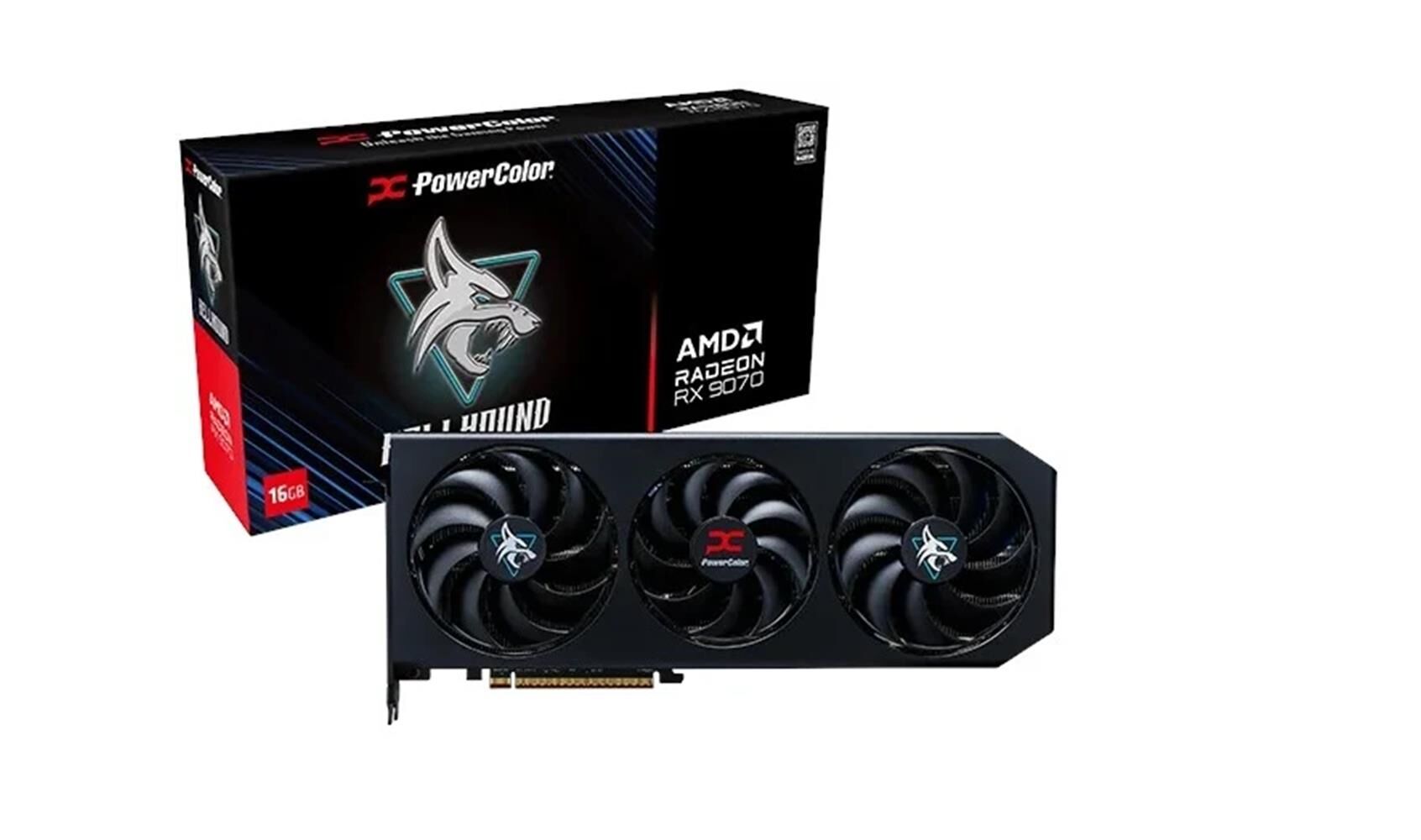 PowerColor Hellhound Radeon RX 9070 16GB GDDR6 256‑Bit PCIe 5.0 RX9070 16G‑L/OC 3584 Stream işlemcili, 12‑faz DrMOS, Twin‑BIOS OC/Silent, 2‑Slot Triple‑Fan Turbo Soğutma Gaming Ekran Kartı
