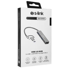 S-LINK SW-U332 TYPE-C - USB3.0 1000MBPS 3 PORT USB GIGABIT ETHERNET ADAPTOR