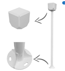 KameraKutusu TRK-300-X+154B 3 Metre Metal Kamera Direği Beyaz 89x51x2MM (TRK-154) Güvenlik Kamera Montaj Direği