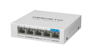 KEENETIC Switch 5 4GE PoE+ Port 60W 1GE Uplink Desktop Yönetilemez Ethernet Switch Ağ Anahtarı