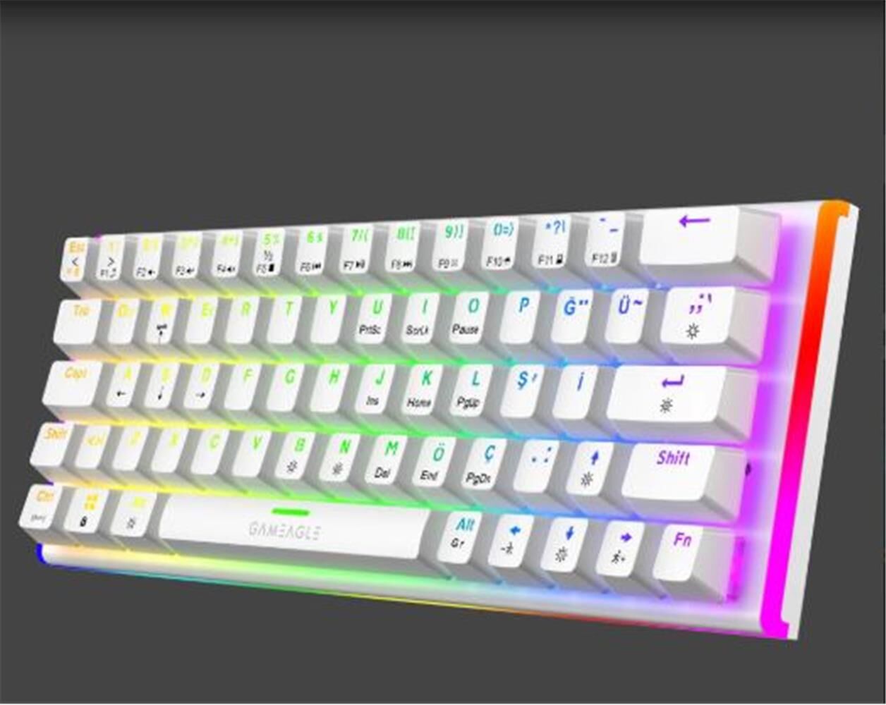Gameagle Caladria GE2026 RGB Kablolu Türkçe Layout Mekanik Beyaz Oyuncu Klavyesi