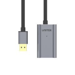 UNITEK Y‑3005 USB 3.0 10 m Alüminyum Gövdeli Active Extension Cable Premium Chipset Gümüş/Antrasit 5 Gbps Transfer Hızlı Plug‑and‑Play DC Jack ile Notebook & PC Destekli