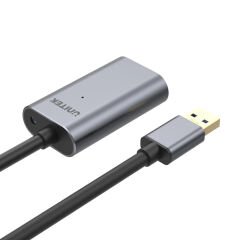UNITEK Y‑3005 USB 3.0 10 m Alüminyum Gövdeli Active Extension Cable Premium Chipset Gümüş/Antrasit 5 Gbps Transfer Hızlı Plug‑and‑Play DC Jack ile Notebook & PC Destekli