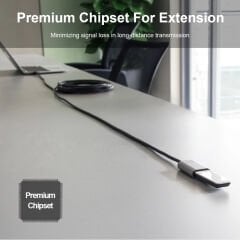 UNITEK Y‑3005 USB 3.0 10 m Alüminyum Gövdeli Active Extension Cable Premium Chipset Gümüş/Antrasit 5 Gbps Transfer Hızlı Plug‑and‑Play DC Jack ile Notebook & PC Destekli