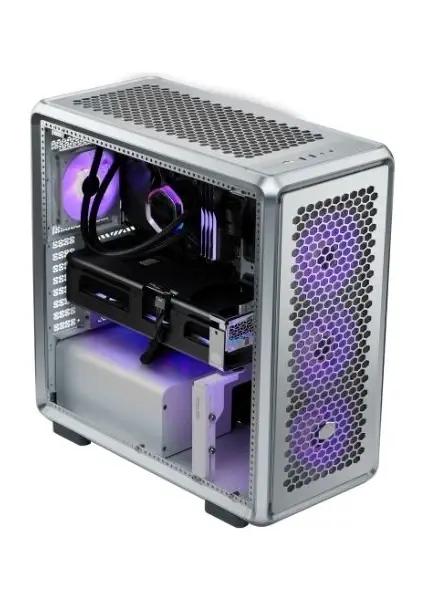Cooler Master MasterFrame 600 TG Gümüş Gri ARGB Alüminyum ATX Kasa PSU YOK