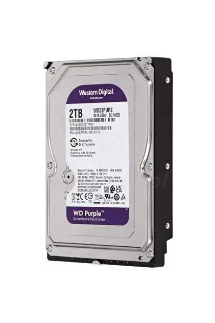 WD Purple 2TB 3.5'' 5400RPM 64MB SATA III Surveillance HDD (WD23PURZ)