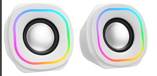 Mikado MD-180 2.0 3W x2 RGB Aydınlatmalı USB Güç Bağlantılı 3.5mm Jack Beyaz Speaker Hoparlör