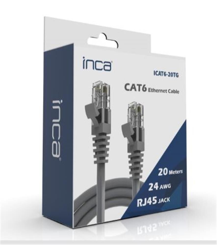 INCA ICAT6-02TG Cat6 2 Metre Gri UTP Kablo – Yüksek Hızlı RJ45 Ethernet Kablosu