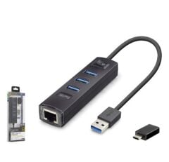 iETOP RJ4503 USB Type-C 3.2 Gen1 Combo Anahtarlı Hub Gigabit LAN 4 Port 5 Gbps Siyah