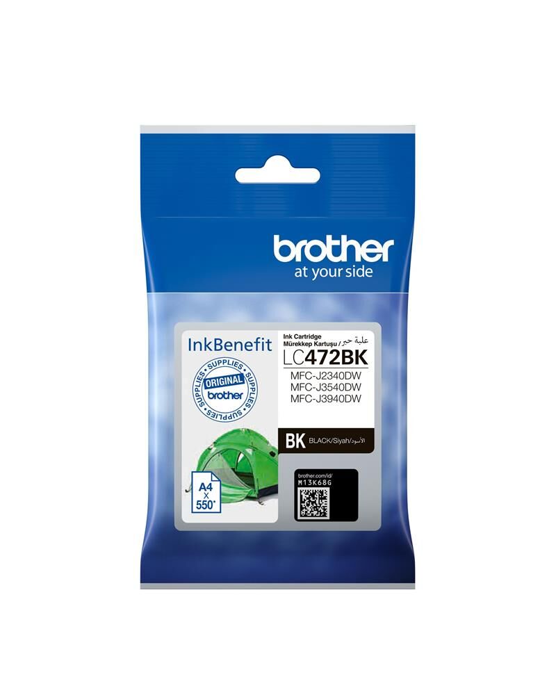 Brother LC472BK Siyah (Black) Orijinal Mürekkep Kartuşu (550 Sayfa)