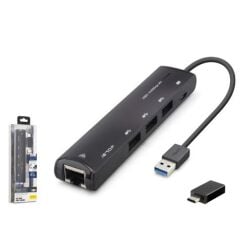 iETOP HDX7897 USB Type-C 3.2 Gen1 Combo Hub Gigabit LAN 4 Port 5 Gbps Siyah