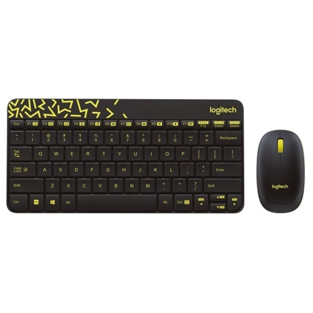 Logitech MK240 Nano Siyah/Sarı 2.4GHz Kablosuz Q Türkçe Kompakt Klavye ve Mouse Seti (920-008215)