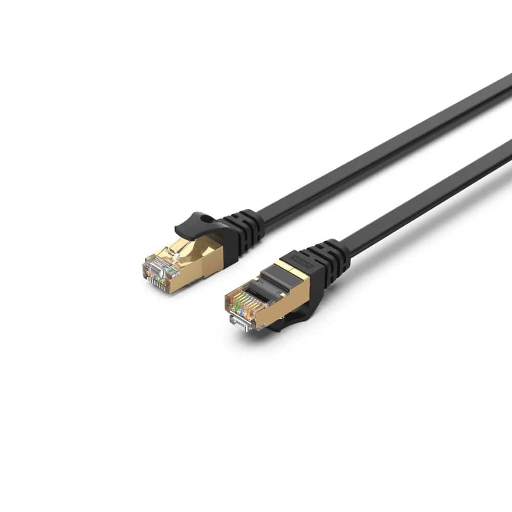 UNITEK CAT7 Patch Kablo 15MT Flat 10GBPS C1897BK‑15M Cat 7 SSTP RJ45 (8P8C) Çift Ekranlı (SSTP) 500 MHz 10 Gbps Flat Patch Kablo Siyah