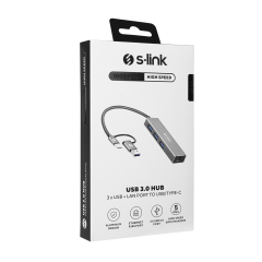 S-LINK SW-U332 Type-C - USB3.0 1000Mbps 3 Port Usb Gigabit Ethernet Adaptör