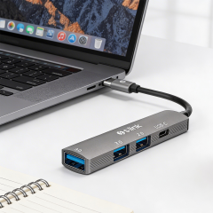 S-LINK SWV-USBC023 4 in 1 Gri Metal TypeC to 2*USB2.0 USB 3.0, PD Type C Adaptör