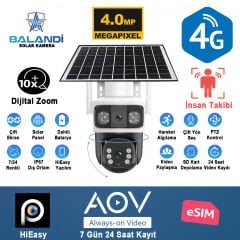 BALANDI PRO-8200GIP 4MP 2 KAMERALI 4G AOV ESIM SOLAR KAMERA HIEASY