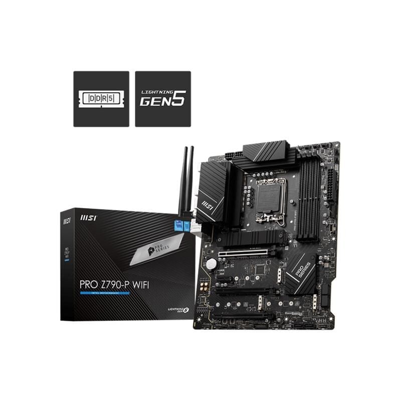 MSI PRO Z790‑P WIFI Intel Z790 ATX LGA 1700 Anakart, 4×DDR5 7000 MHz (OC), 4×M.2 PCIe 4.0 x4, 6×SATA III, 1×HDMI 2.1, 1×DisplayPort 1.4, USB 3.2 Gen 2x2 Type‑C/A, Wi‑Fi 6E & Bluetooth 5.2, Intel 2.5 Gb LAN (12./13./14. Nesil Intel Uyumlu)