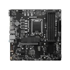 MSI PRO B760M‑P DDR4 LGA 1700 DDR4‑4800 MHz (OC) 128 GB 1×HDMI™ 1.4 (4K@30Hz) 1×DisplayPort 1.4 (4K@60Hz) 1×VGA DDR4‑4600 MHz USB 3.2 Gen 2 Type‑C 10 Gbps USB 3.2 Gen 1 Type‑A USB 2.0 2×M.2 PCIe 4.0 x4 Lightning Gen4 M.2 Shield 2Frozr Micro‑ATX Anakart
