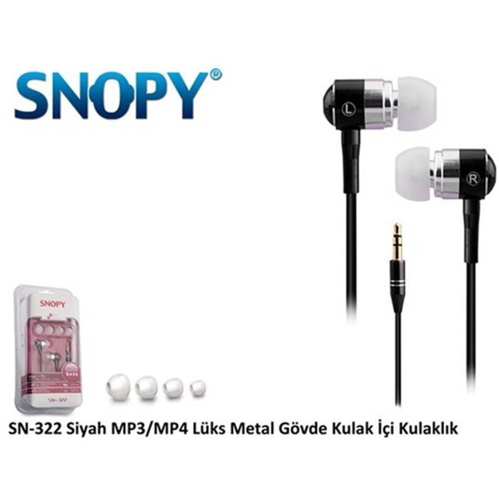 Snopy SN-322 Kulak İçi Kulaklık Siyah Metal Gövde