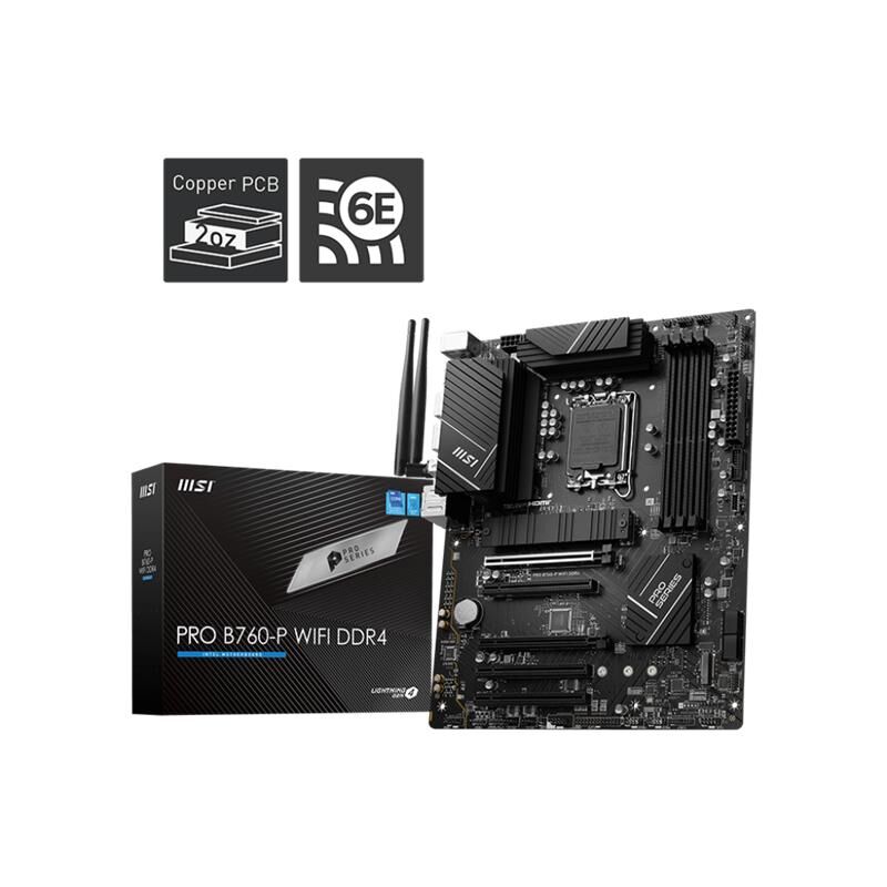 MSI PRO B760‑P WIFI DDR4 4000 MHz 1×HDMI 1×DisplayPort 2×M.2 USB 3.2 ATX Soket 1700P 12., 13. ve 14. Nesil Intel İşlemci Uyumlu Anakart