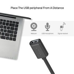 UNITEK USB‑A(M) to USB‑A(F) Uzatma Kablosu 1.5 mt Y‑C449GBK USB 2.0 480 Mbps Siyah