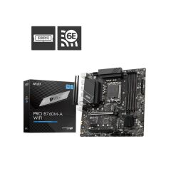 MSI PRO B760M‑A WIFI DDR5 6800 MHz Dual‑Channel 4 DIMM 256 GB LGA 1700 Intel B760 USB 3.2 Gen2 2.5 GbE Wi‑Fi 6E 2×HDMI 2×DisplayPort 2×PCIe 4.0 x4 M.2 micro‑ATX Anakart