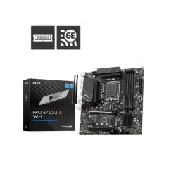 MSI PRO B760M‑A WIFI DDR5 6800 MHz Dual‑Channel 4 DIMM 256 GB LGA 1700 Intel B760 USB 3.2 Gen2 2.5 GbE Wi‑Fi 6E 2×HDMI 2×DisplayPort 2×PCIe 4.0 x4 M.2 micro‑ATX Anakart