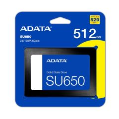 ADATA Ultimate SU650 512GB 2.5″ SATA III 520 MB/s Okuma – 450 MB/s Yazma 3D‑NAND SSD (Model ASU650SS‑512GT‑R)