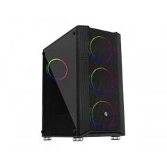 FRİSBY FC‑9405G PANDA Double Slim Ring RGB Fan 650W 80+ Sertifikalı Güç Kaynağı 4‑Fan Temperli Cam USB 3.0 Midi Tower ATX Gaming Kasa