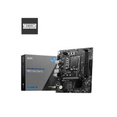 MSI PRO H610M‑E DDR5 5600 MHz Intel H610 Chipset DDR5 2‑DIMM 96 GB LGA 1700 Micro‑ATX Anakart, 1x VGA (D‑Sub), 1x HDMI, 1x M.2 (PCIe 4.0/Gen3), 2x USB 3.2 Gen1, 4x USB 2.0, Intel Gigabit LAN, Realtek ALC897 7.1 Audio