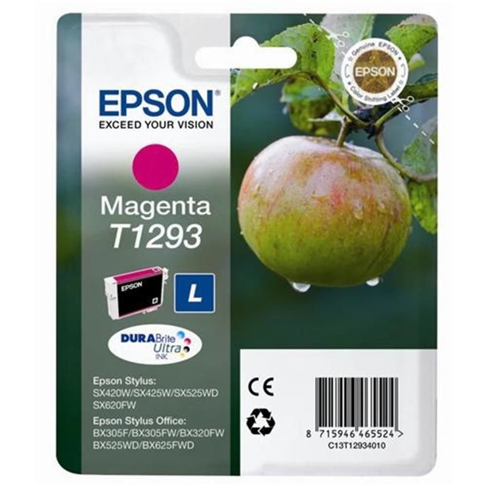 Epson T1293 Macenta (Magenta) Orijinal Mürekkep Kartuşu Stylus SX / Office BX Serisi ''Elma'' Serisi