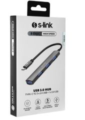 S-link SW-U324 3x USB 2.0 + 1x USB 3.0 Type-C Metal USB Hub