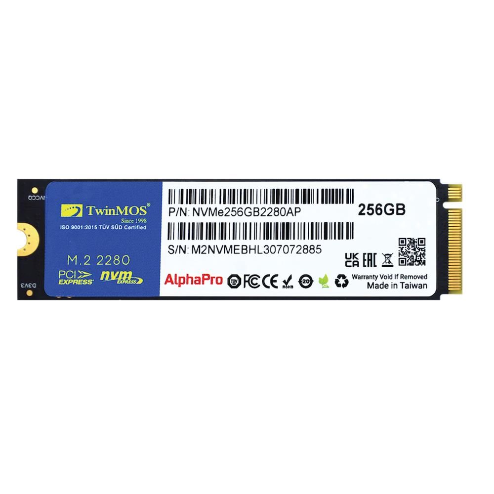 TwinMOS 256GB NVMe256GB2280AP M.2 2280 PCIe Gen3×4 TLC 3D NAND 3600 MB/s Okuma 3250 MB/s Yazma NVMe SSD