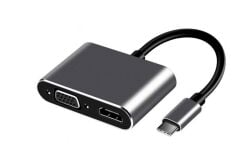 Frisby FA-7678C 2 in 1 USB-C Hub - HDMI 4K + VGA Full HD Görüntü Dönüştürücü Adaptör