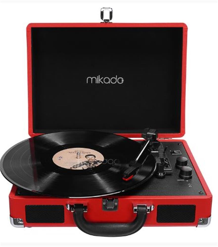 Mikado Nostalgia MN-P317 Kırmızı Bluetooth ve RCA Destekli Çanta Tipi Portatif Pikap