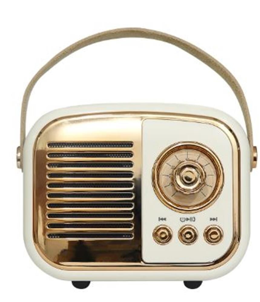 Mikado MD-24BT Echoes 3W 800mAh Beyaz USB + TF Kart + Bluetooth Destekli Klasik Retro Taşınabilir Müzik Kutusu