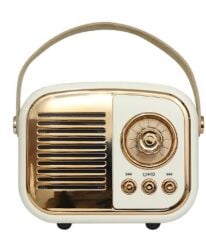 Mikado MD-24BT Echoes 3W 800mAh Beyaz USB + TF Kart + Bluetooth Destekli Klasik Retro Taşınabilir Müzik Kutusu