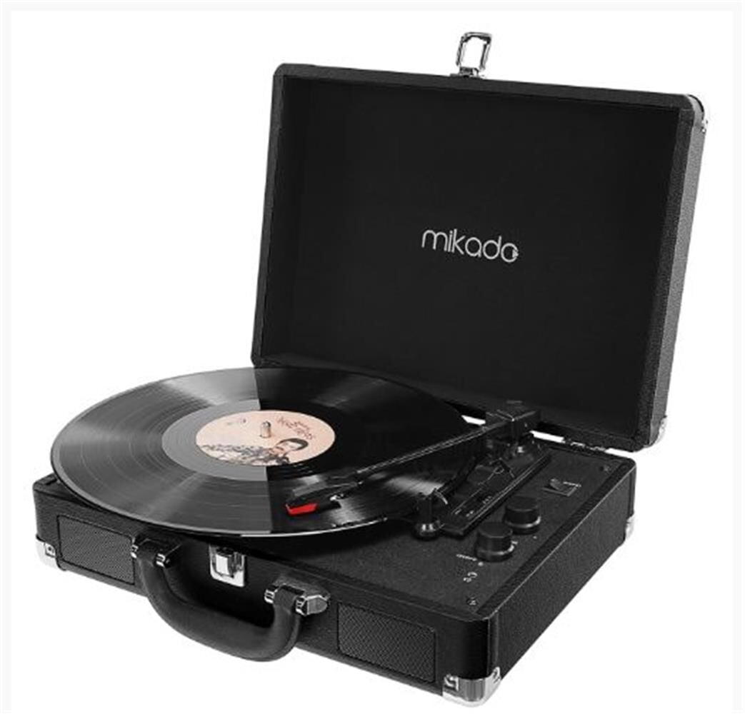 Mikado Nostalgia MN-P317 Siyah 3 Speed Şarjlı Bluetooth/RCA/Aux-In Destekli Taşınabilir Çanta Pikap