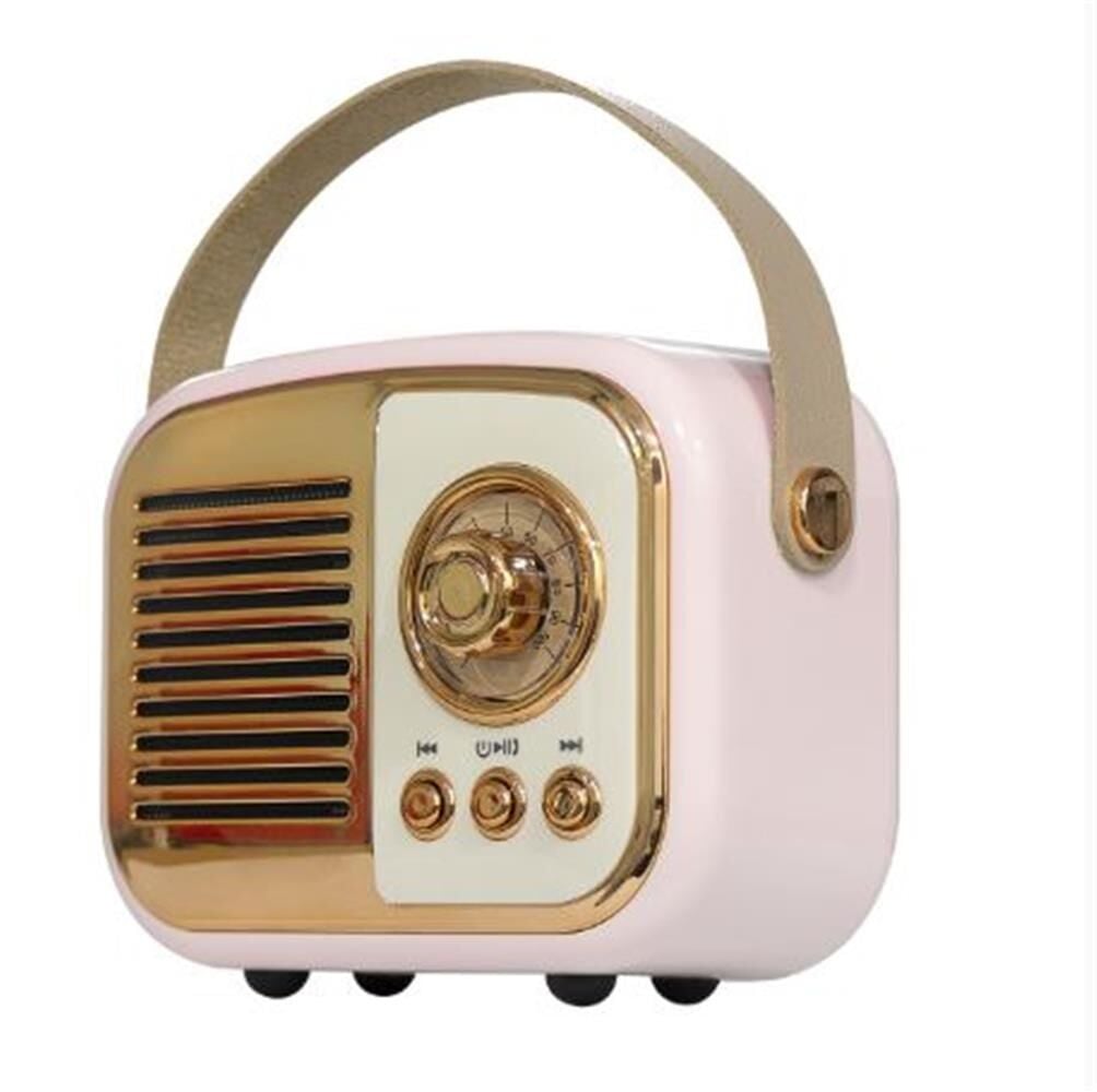 Mikado MD-24BT Echoes 3W 800mAh Pembe Taşınabilir Bluetooth/USB/TF Kart Destekli Retro Müzik Kutusu