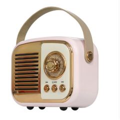 Mikado MD-24BT Echoes 3W 800mAh Pembe Taşınabilir Bluetooth/USB/TF Kart Destekli Retro Müzik Kutusu