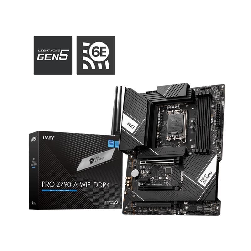 MSI PRO Z790‑A WIFI DDR4 5333MHz ATX Anakart – Intel Z790, LGA 1700, 12./13./14. Nesil CPU Desteği, 4×DDR4 5333(OC)MHz, 4×M.2, HDMI 2.1, DisplayPort 1.4, Wi‑Fi 6E + Bluetooth 5.2, 2.5G LAN