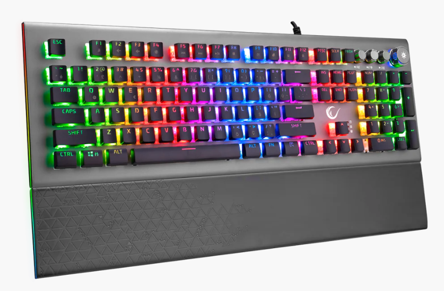 Rampage KB-R101 Impressive Gri-Siyah USB RGB Aydınlatmalı İnce Tasarım Red Switch Mekanik Oyuncu Klavyesi