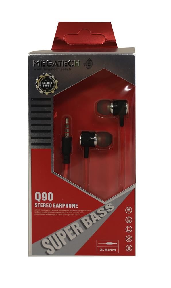 Megatech Q90 Kırmızı Dahili Mikrofonlu 3.5mm Stereo Kablolu Kulaklık