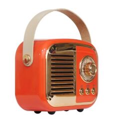 Mikado MD-24BT Echoes 3W 800mAh Bluetooth FM USB TF AUX Şarjlı Retro Müzik Kutusu (Turuncu)