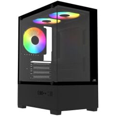 PowerBoost PB-M5001B 500W 3x120mm Rainbow Fanlı USB 3.0 Seaview Micro-ATX Gaming Siyah Kasa